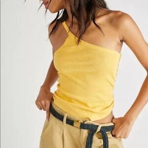 $38 We the Free People Yellow One Way Or Another One Shoulder Tank Medium NEW